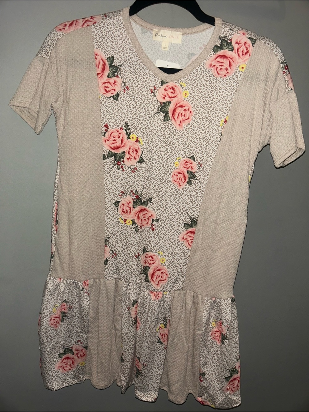 Girls' Pink Floral Casual Peplum Dress